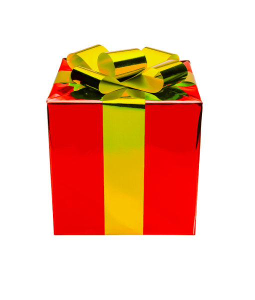 Boîte à cadeau rouge et doré avec ruban et noeud à louer en région parisienne