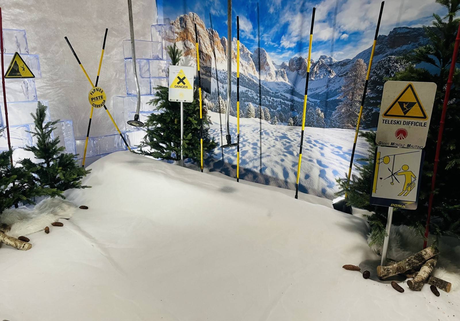 Location de Jalon Bambou Jaune et Noir Piste de Ski